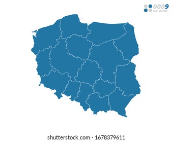 Vector blue of map Poland.