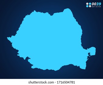 Vector Blue map of Romania