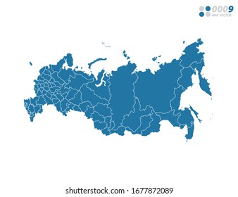 Vector blue of map Russia.