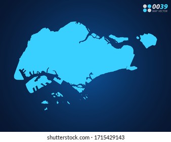 Mapa azul vectorial de Singapur
