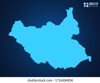 Mapa azul vector de Sudán del Sur