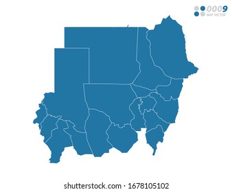 Vector Blue Of Map Sudan.