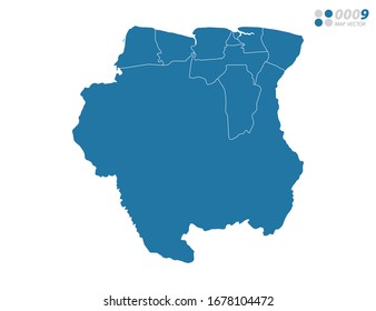 Vektorillustration blau der Karte Suriname.