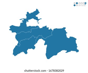 Vector blue of map Tajikistan.