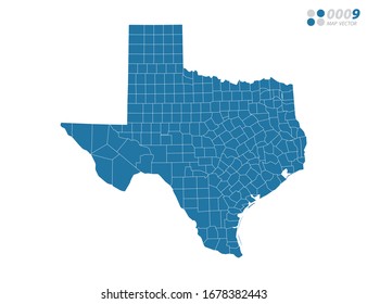 Vector blue of map Texas.