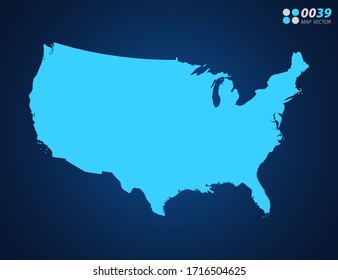 Vector Blue map of United States of America (USA)