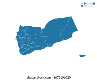 Vector azul del mapa de Yemen.