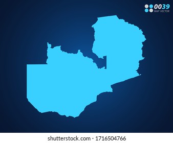 Vector Blue map of Zambia