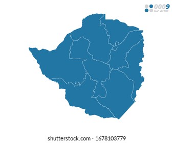 Vector blue of map Zimbabwe.