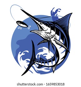 vector of blue marlin fishing design