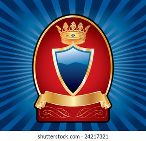 vector blue medallion label for various products and business