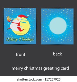 vector blue merry christmas greeting card template. vector christmas santa claus. christmas brochure with stars.