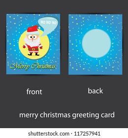 vector blue merry christmas greeting card template. vector christmas santa claus. christmas brochure with stars.