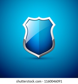Vector blue metal shield icon