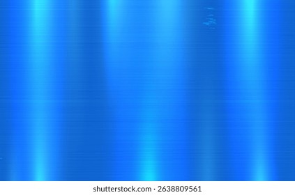 Vector blue metallic tones background. Abstract gradient bright and shiny light reflection brushed steel metal texture. Illustration for background, backdrop, web, wallpaper, print and design artwork.