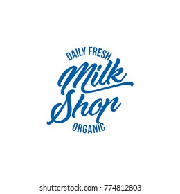 Vector blue milk logo template on white background. Milk, yogurt or cream splash for groceries, agriculture stores, packaging and advertising