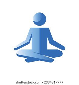 Icono mínimo de azul vector de un humano en posición de loto de yoga