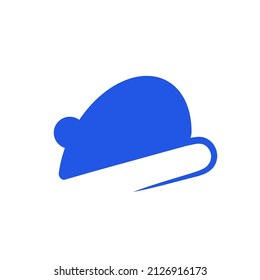 Vector blue minimalistic logo of mouse.