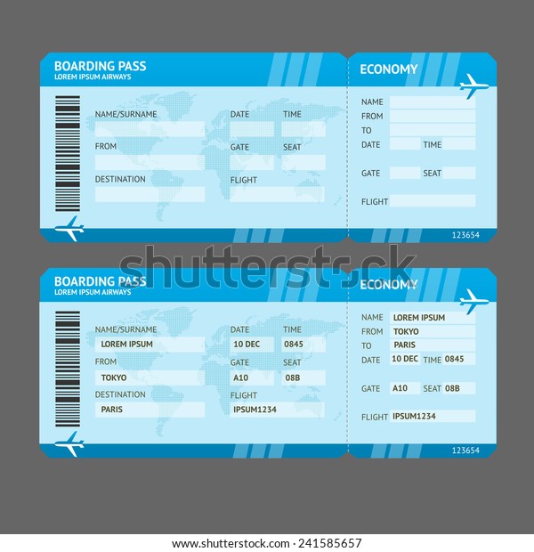 Vector Blue Modern Airline Boarding Pass Stock Vector (Royalty Free ...