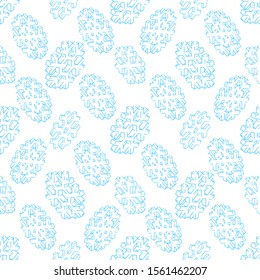 vector blue monochrome outline design isometric realistic snowflake icons illustration seamless pattern isolated white background 
