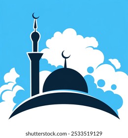 vector blue mosque. ilustration. icon