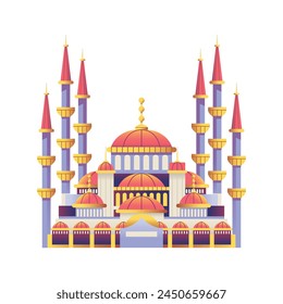Vector Blue Mosque Istanbul Cartoon Illustration Isolated