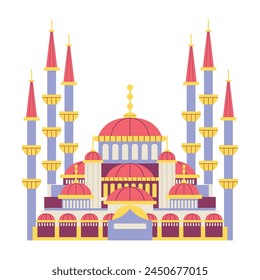 Vektorgrafik Blaue Moschee Istanbul Cartoon Illustration isoliert