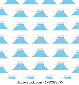 Vector blue mountain and cloud on white background,seamless pattern.