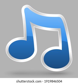 vector blue music note symbol with glossy effect