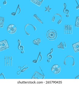 Vector Blue Music Pattern Background