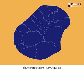 Vector blue of Nauru map on yellow background.