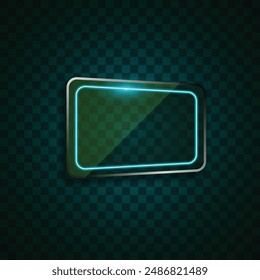 Vector of blue neon banner design.
