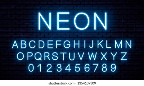 Vector Blue Neon English Letters