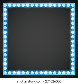 Vector blue neon lights lamp vector frame template