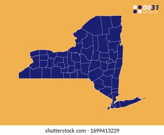 Vector blue of New York map on yellow background.