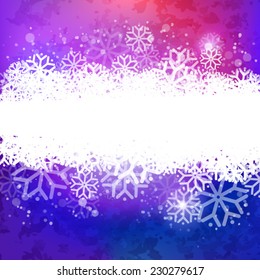 Vector blue night background with snowflakes. Abstract winter illustration. Holidays banner design for Xmas and New Year.