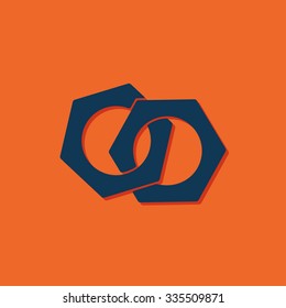 Vector blue nuts icon on orange background 