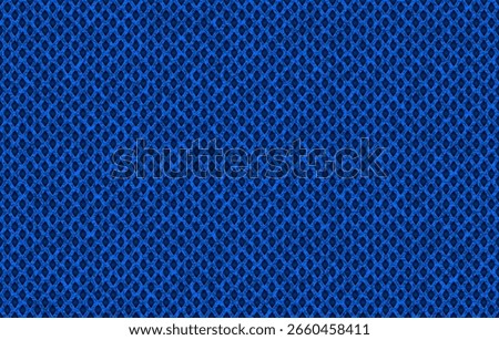 Vector blue nylon fabric pattern seamless texture background. Electric blue color abstract fishnet cloth material wallpaper. Endless polyamide fiber mesh web texture or page fill pattern