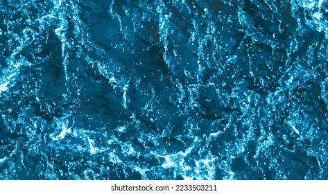 Vector blue ocean pattern. Blue sea texture, top view. Water splash aquarium background. Deep beautiful marine surface. Wavy foamy pool structure. Abstract water ripple. Heaven beach landscape