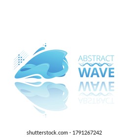 Vector blue ocean wave. Sea or river wave sign