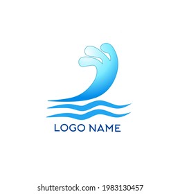 Vector blue ocean waves logo