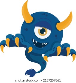 Vector blue one eye monster
