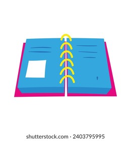 Vector blue open book library icon on white background.