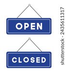 vector blue open and closed signs