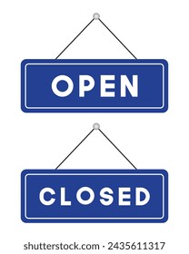 vector blue open and closed signs