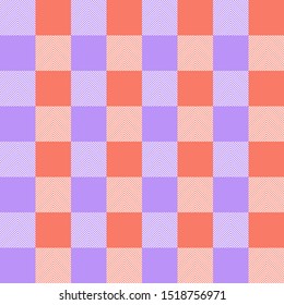 Vector blue and orange Buffalo Check Plaid Seamless Pattern illustration for printing on paper, wallpaper, covers, textiles, fabrics, for decoration, decoupage, and other.