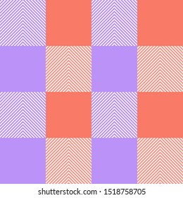 Vector blue and orange Buffalo Check Plaid Seamless Pattern illustration for printing on paper, wallpaper, covers, textiles, fabrics, for decoration, decoupage, and other.