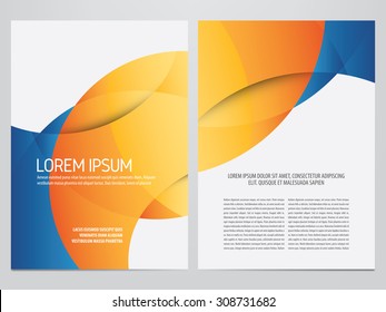 Vector blue and orange business brochure, flyer template. Modern corporate design.