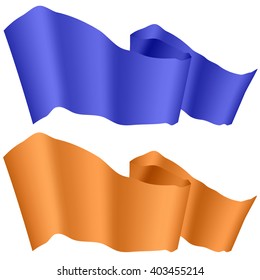 Vector Blue and Orange Ribbons Isolated