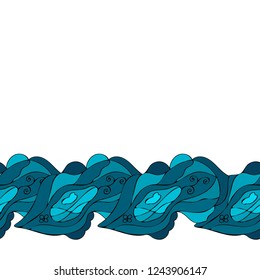 Vector  blue ornament  seamless border